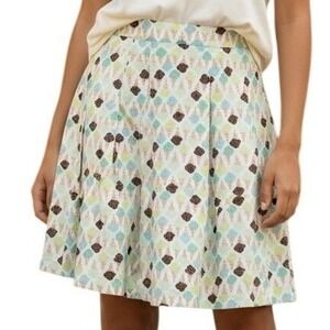 BEEBOP & WALLY NEW YORK‎ Ice Cream Print Pleated A-Line Cotton Skirt EUC Large